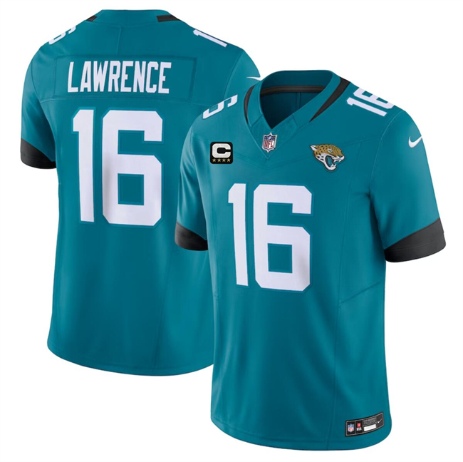 Men's Teal Jacksonville Jaguars #16 Trevor Lawrence With 4-Star C Patch Vapor Untouchable Limited Stitched Jersey